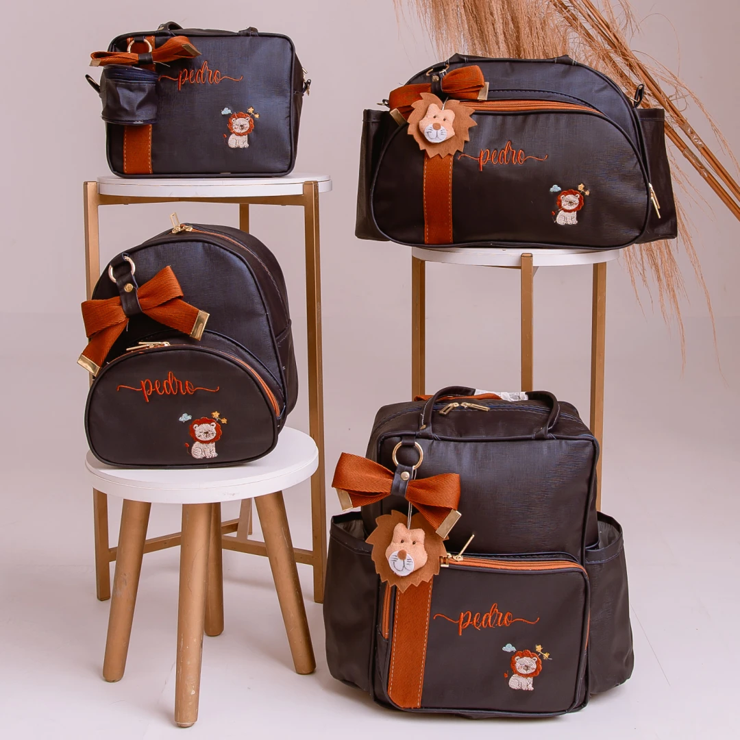 Kit Bolsa Maternidade Bebê Safari 4 Peças