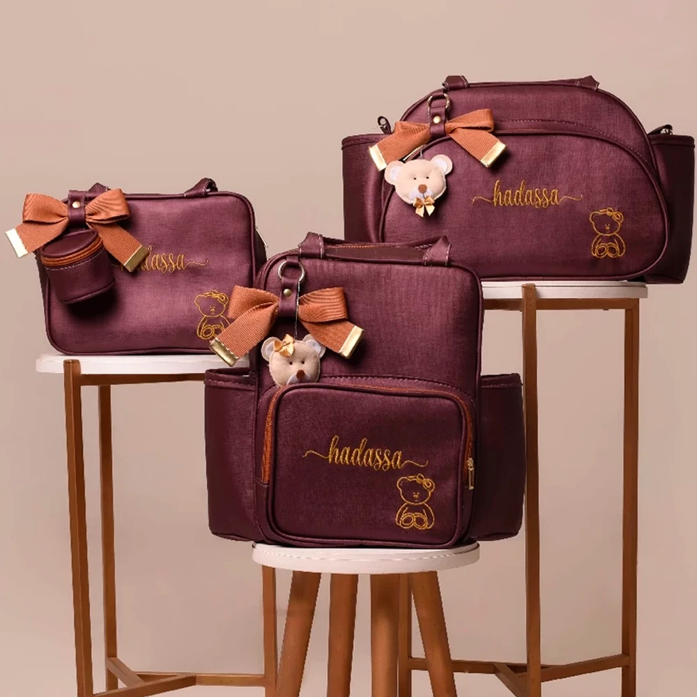 Kit Bolsa Maternidade Bebê Luxo Ursa 3 Peças