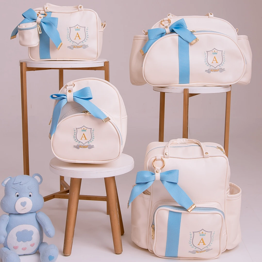 Kit De Bolsa Maternidade Personalizada Menino Brazão 4 Peças