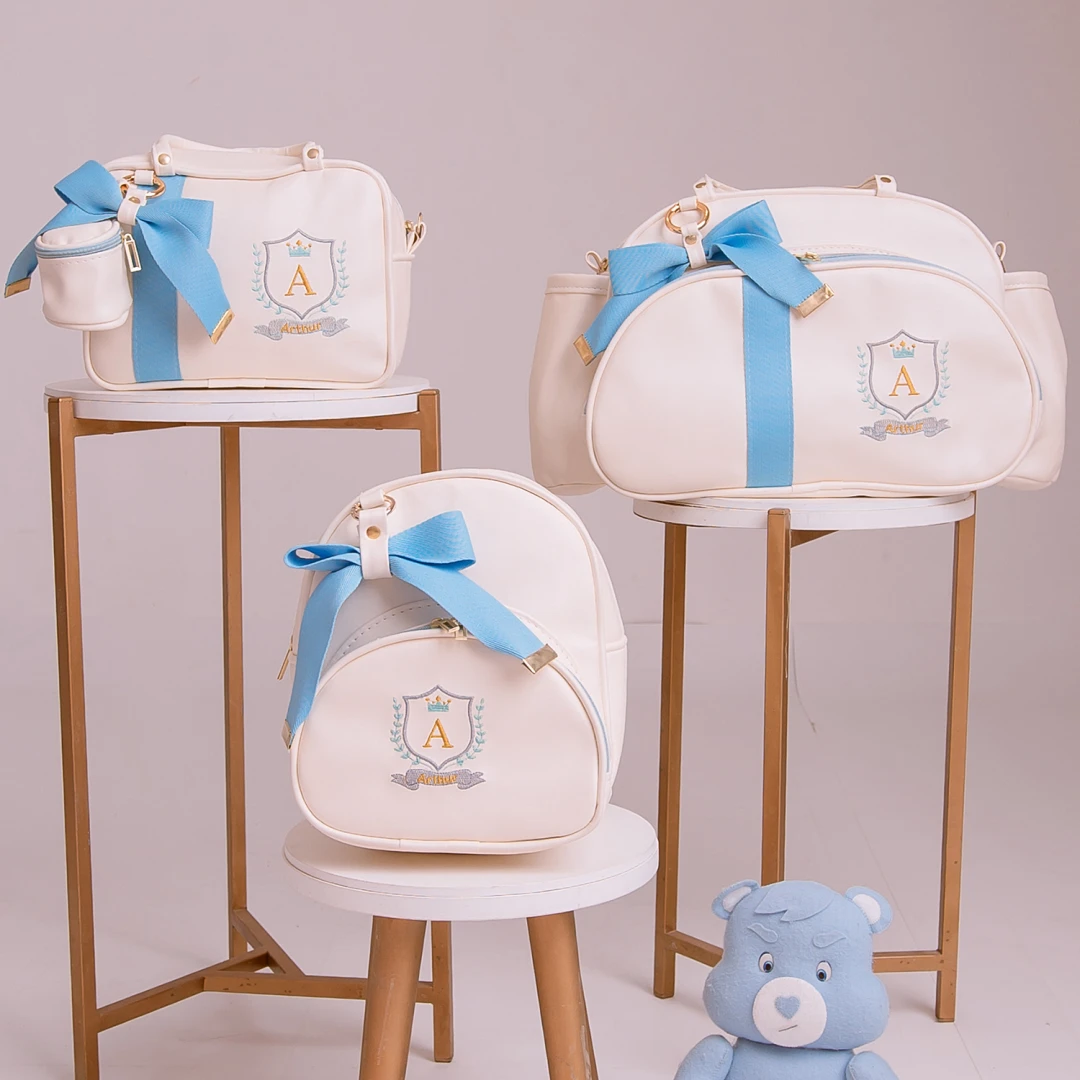 Kit De Bolsa Maternidade Personalizada Menino Brazão 3 Peças