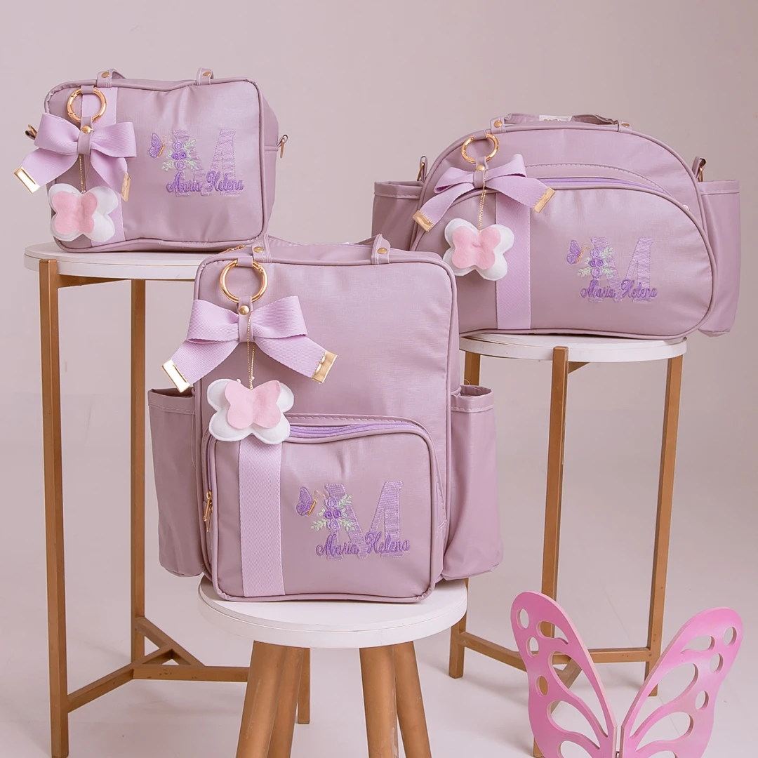 Kit Bolsa Maternidade Menina Jardim Encantado 3 Peças