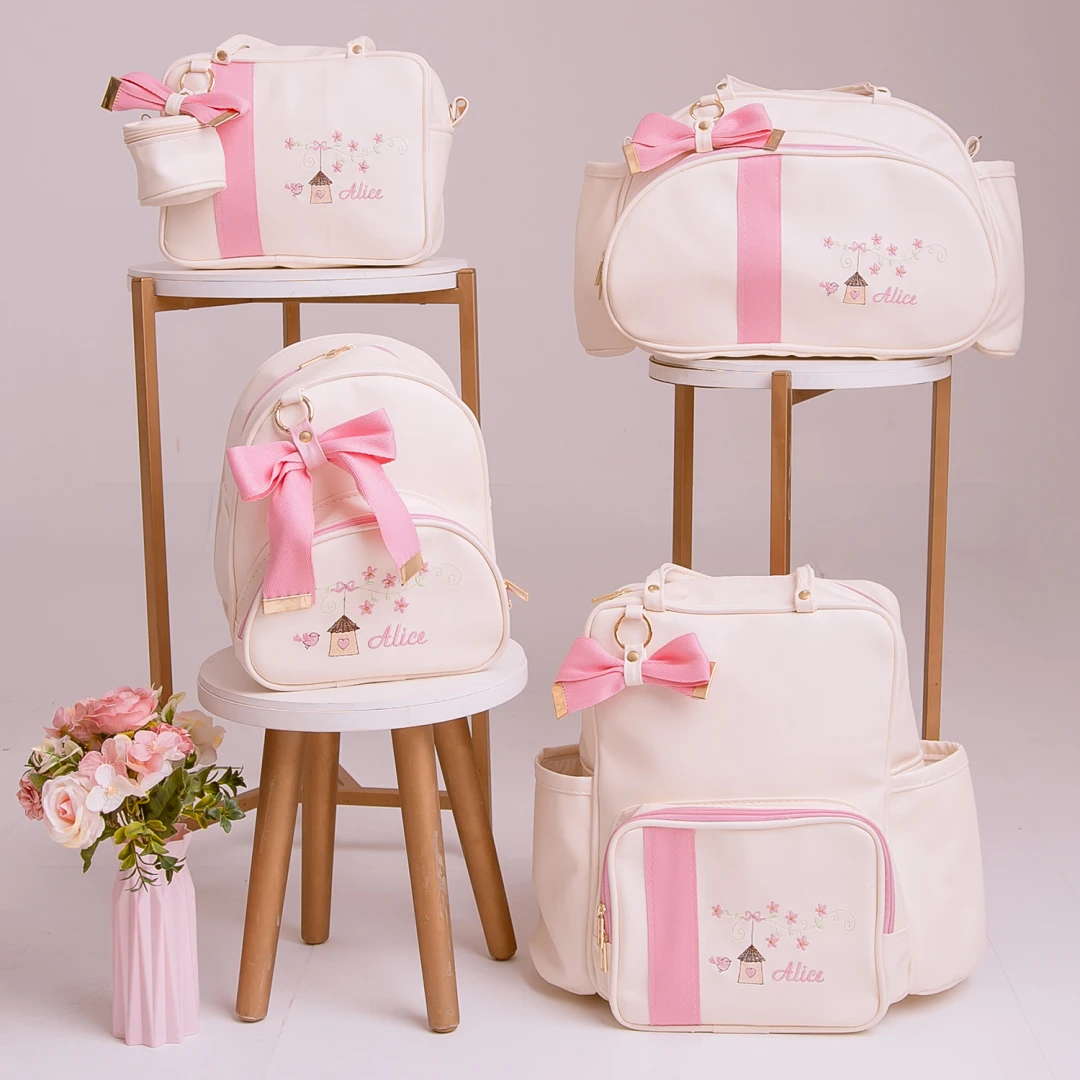 Kit Bolsa Maternidade Menina Jardim Encantado 4 Peças