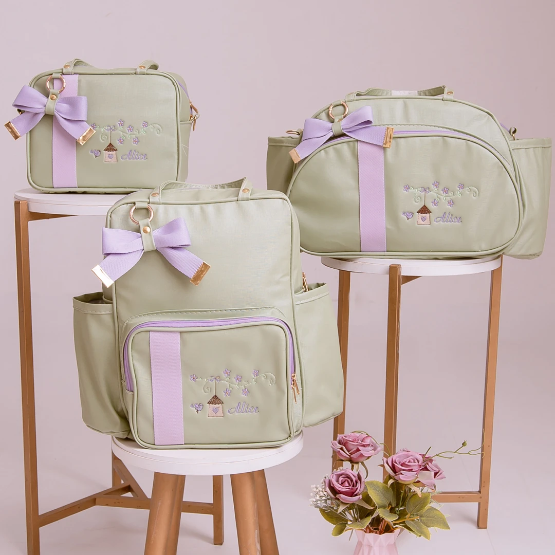 Kit Bolsa Maternidade Menina Jardim Encantado 3 Peças
