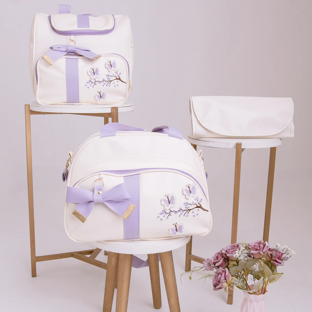 Kit Bolsa Maternidade Menina Jardim Encantado 3 Peças