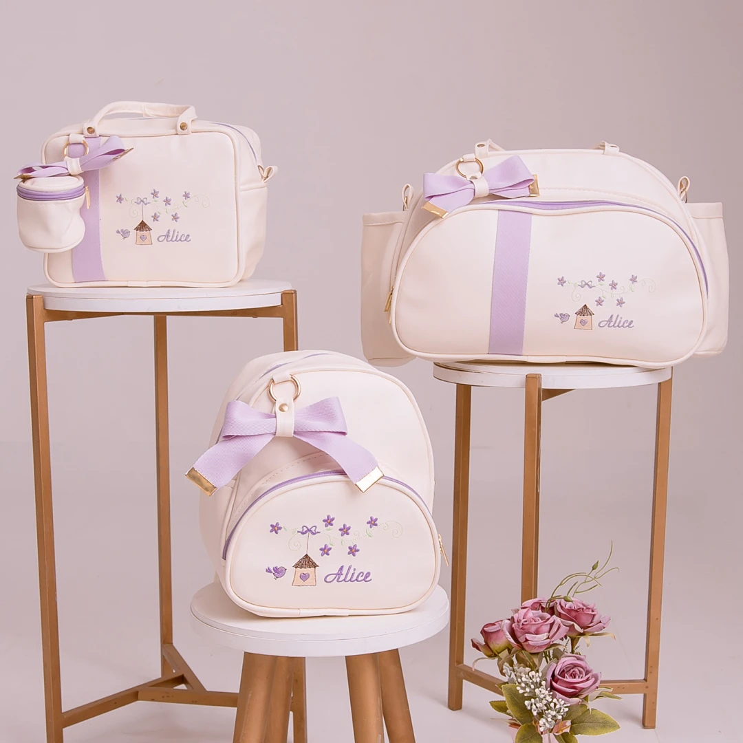 Kit Bolsa Maternidade Menina Jardim Encantado 3 Peças