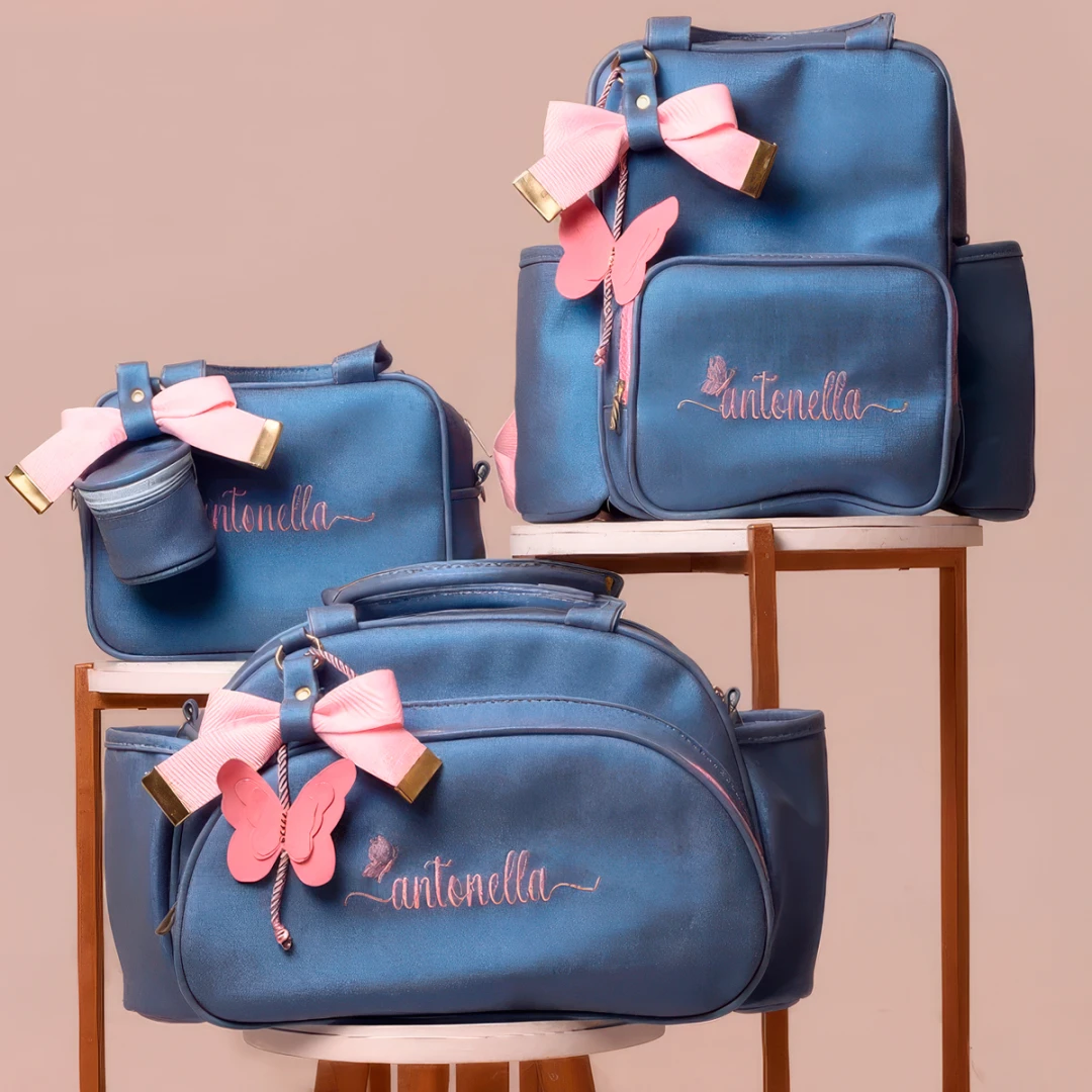 Kit Bolsa Maternidade Menina Jardim Encantado Borboletas 3 Peças