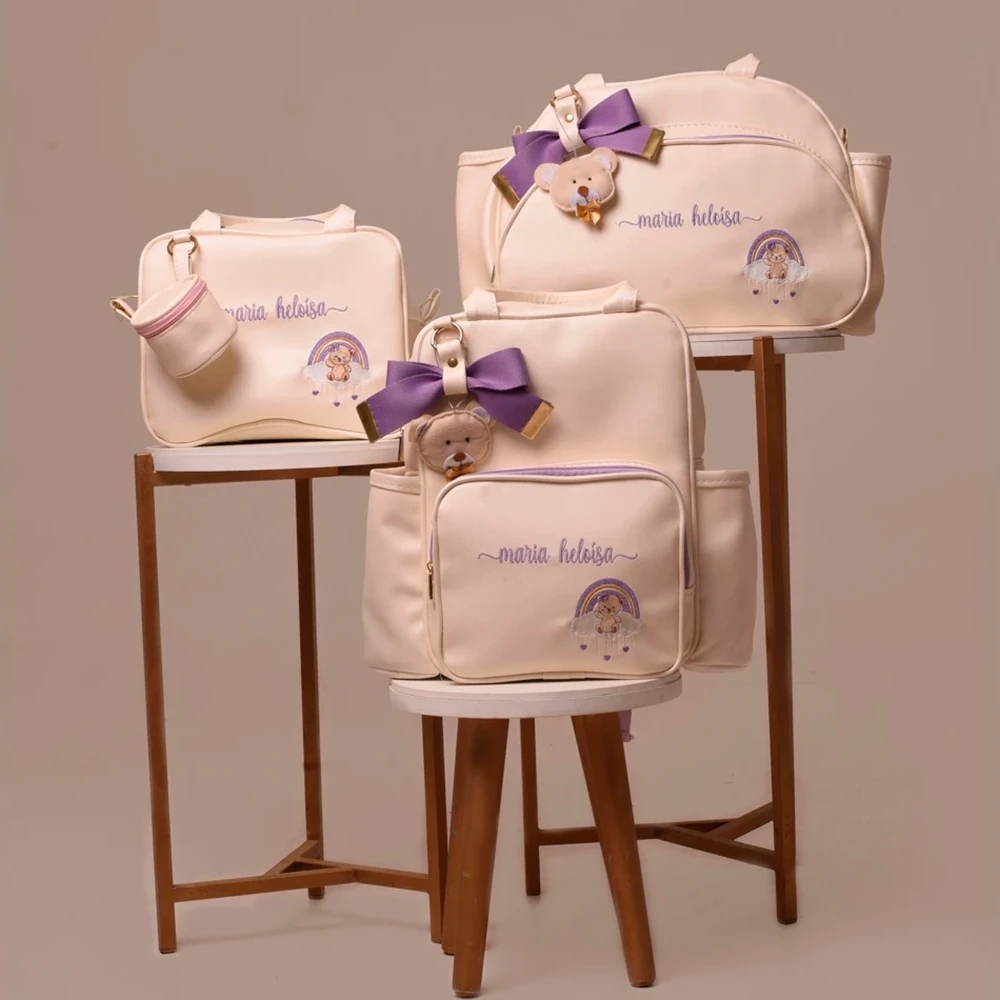 Kit Bolsa Maternidade Menina Luxo Ursa 3 Peças