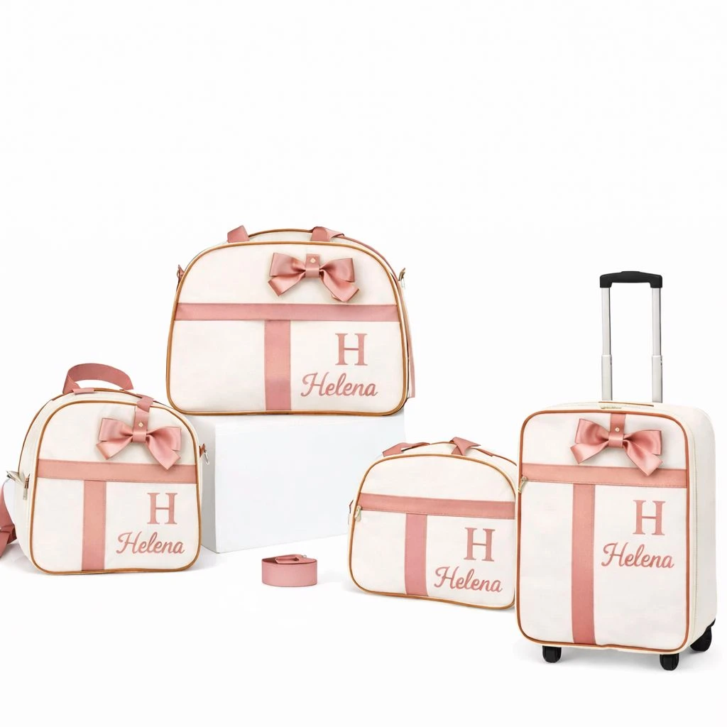 Kit Bolsa Maternidade Mala Personalizada 4 Peças Menina Luxo